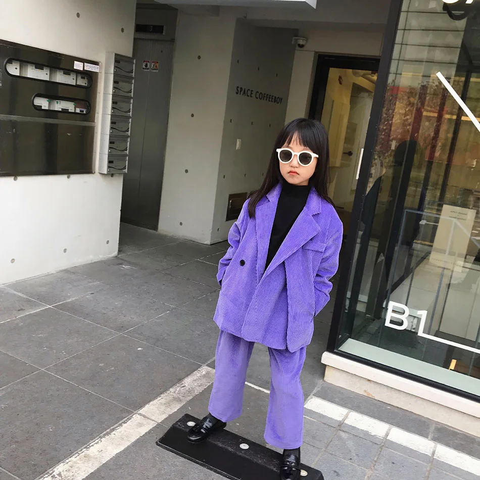 

Teen Girls Tracksuit 2021 Spring Corduroy Kids Suit for Girls Clothing Sets School Jackets Pants Suit 10 12 Year Child Clothes