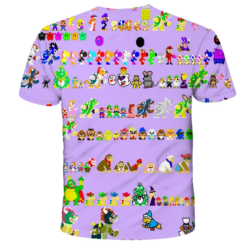 

2021Summer Children Short Sleeve T-Shirts Kids Cartoon Super Mario Print Boys Girl Tops Tee Mario Brother T Shirts Baby Boys