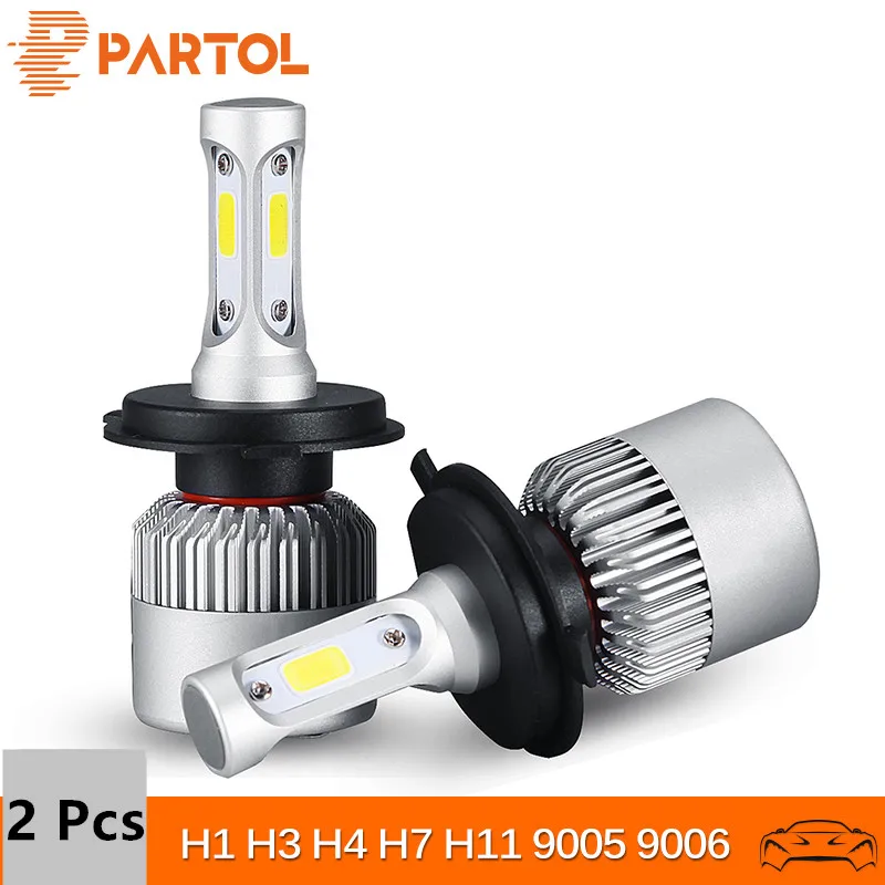 

Partol H4 H7 H11 H1 Car LED Headlight Bulbs 72W LED 9005 9006 H3 9012 H13 5202 COB Automobile Fog Light Headlamp 6500K 12V 24V