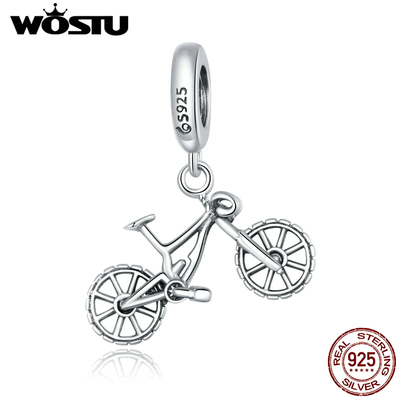 

WOSTU S925 Sterling Silver Heart Bead Journey of Adventure Charm Fit Original Bracelet DIY Necklace Pendant Cool Style Jewelry