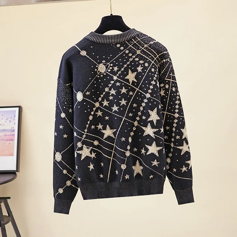 Свитер женский жаккардовый с длинным рукавом Осень-зима 2020 | Женская одежда