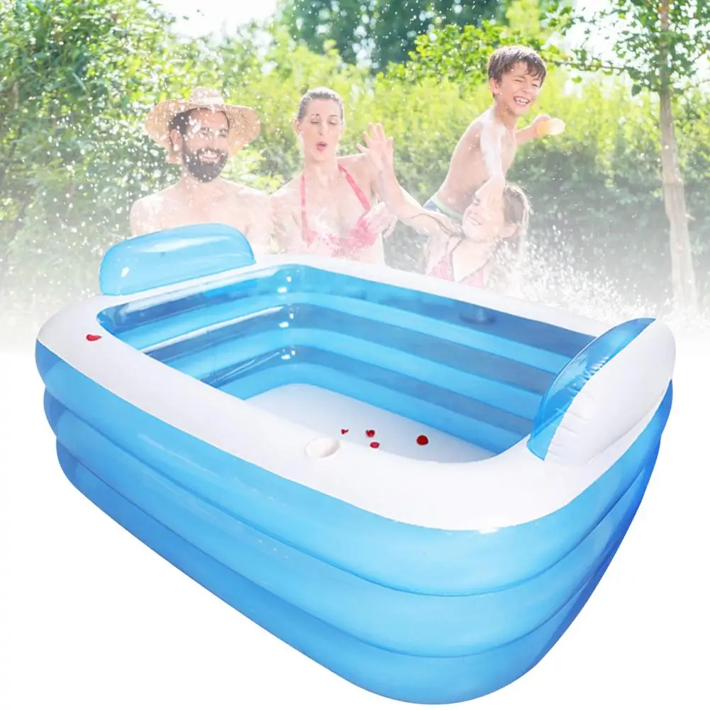 

Летний надувной бассейн, утолщенный детский надувной бассейн с 3 кольцами для семьи, детей, малышей, надувная Ванна