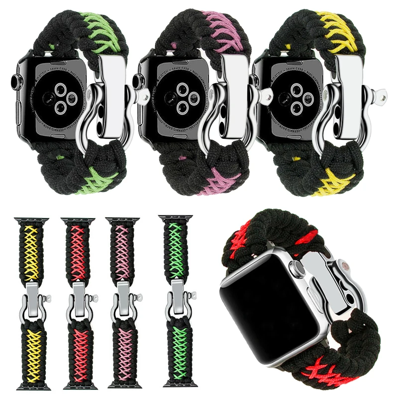

Rope Watch Band for Apple Watch 44mm 42mm 40mm 38mm Iwatch Series 6 5 4 3 SE Adjustable Buckle Nylon Braided Strap Watchband