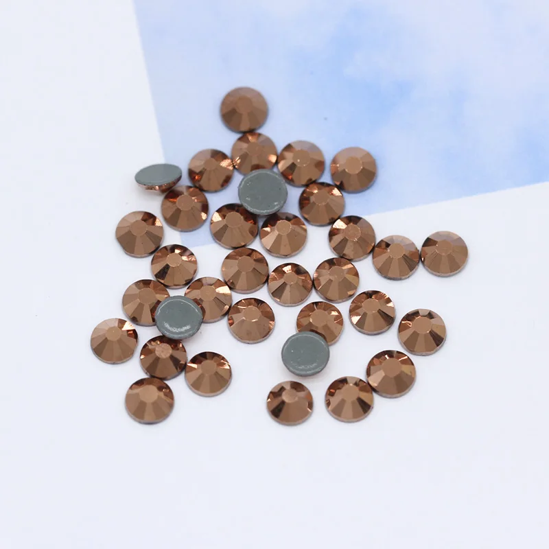 rose gold 144p 5A SS12-ss30 41-Цвета гладить на Стразы с прямой основой с украшением в виде кристаллов Стразы с плоской задней частью, горячая фиксация, супер яркие Стразы Стекло камень для одежды ремесло - Цвет: rose gold