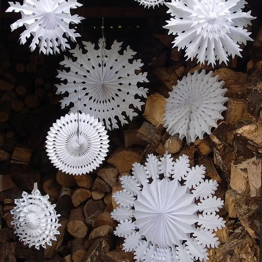 Свадебное украшение белая салфетка снежинка веер на новый год Рождество