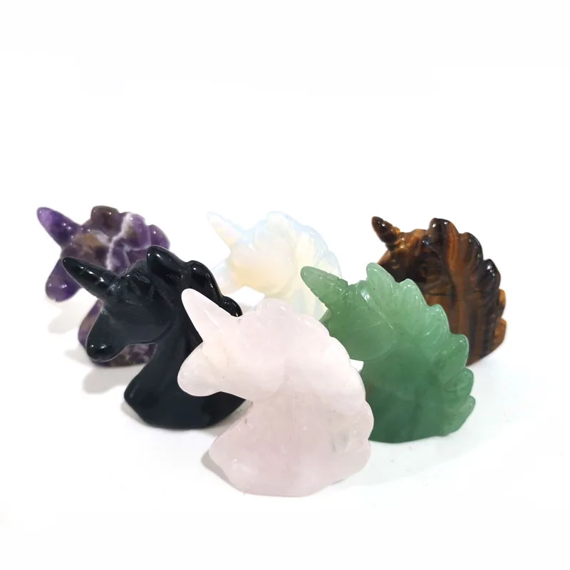 2 дюйма натуральный Единорог кварцевый исцеляющий Кристалл ручной резной