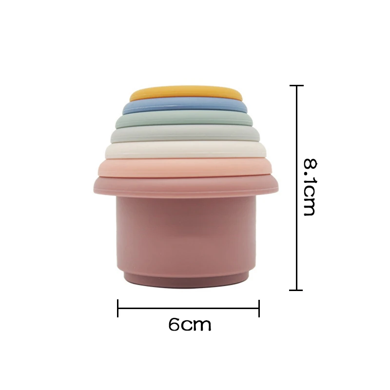 

7pc Silicone Hourglass Stacking Cup Science Education Bathtub Toy Stacking Ring Tower Toy Early Education Christmas Gift