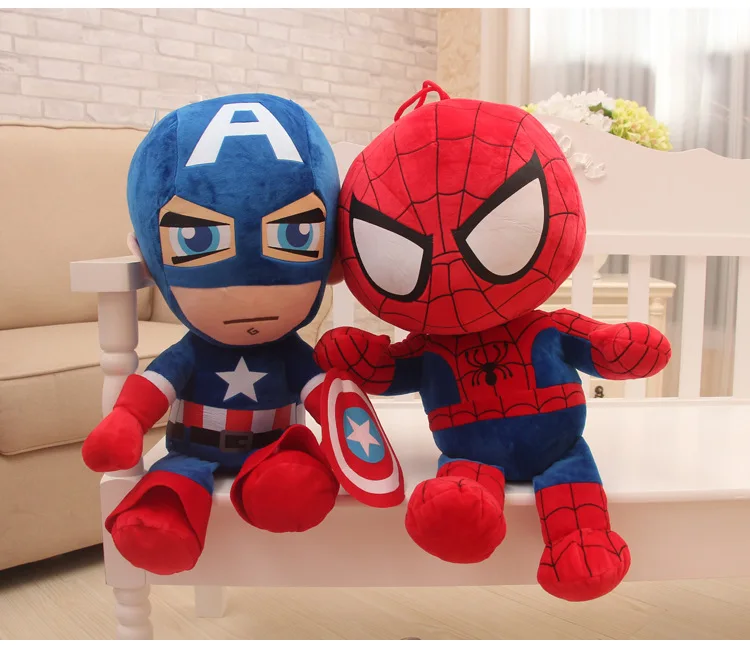 Плюшевые куклы Marvel 27 см игрушки Капитан Америка Мстители Человек-паук флэш