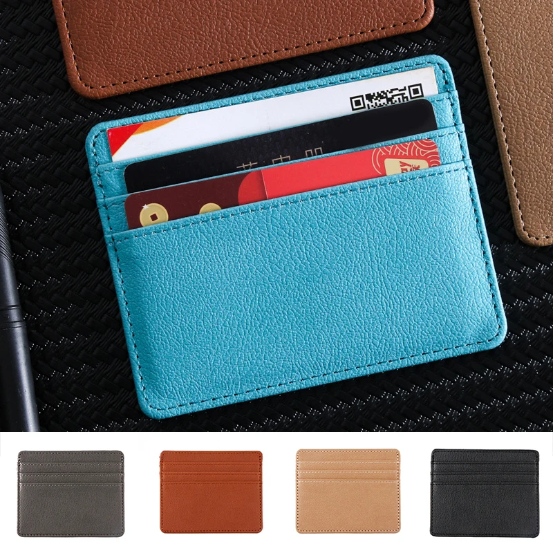 

3 Card Slots Simple Credit Card Holder Fashion Women PU Coin Purse ID Card Case Mini Solid Color Wallet ID Bank Card Case Cover