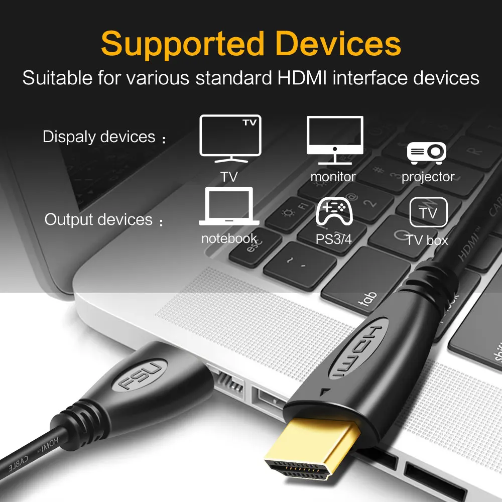 HDMI Cable Video Cables High Speed HDMI to HDMI Cable 1080P 3D Gold Plated For HDTV XBOX PS4 PS5 Splitter Switcher 1m 3m 10m 20m