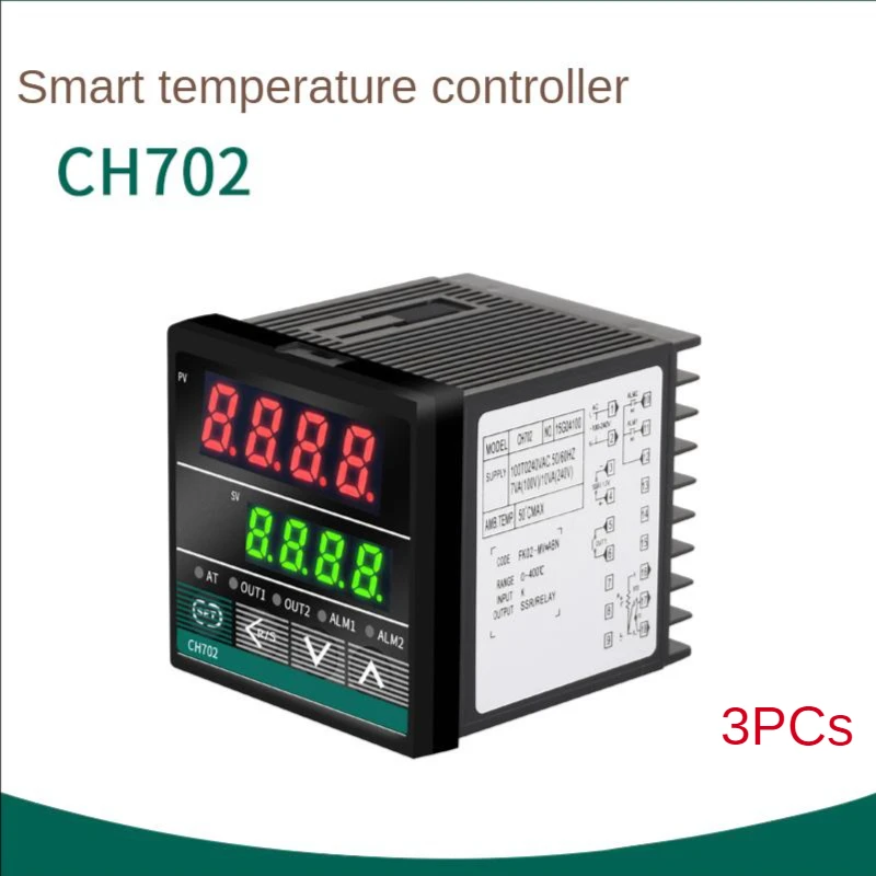 

3PCS Ch702 intelligent temperature control instrument temperature controller 72 * 72mm 80v-220v AC 50Hz relay solid state relay