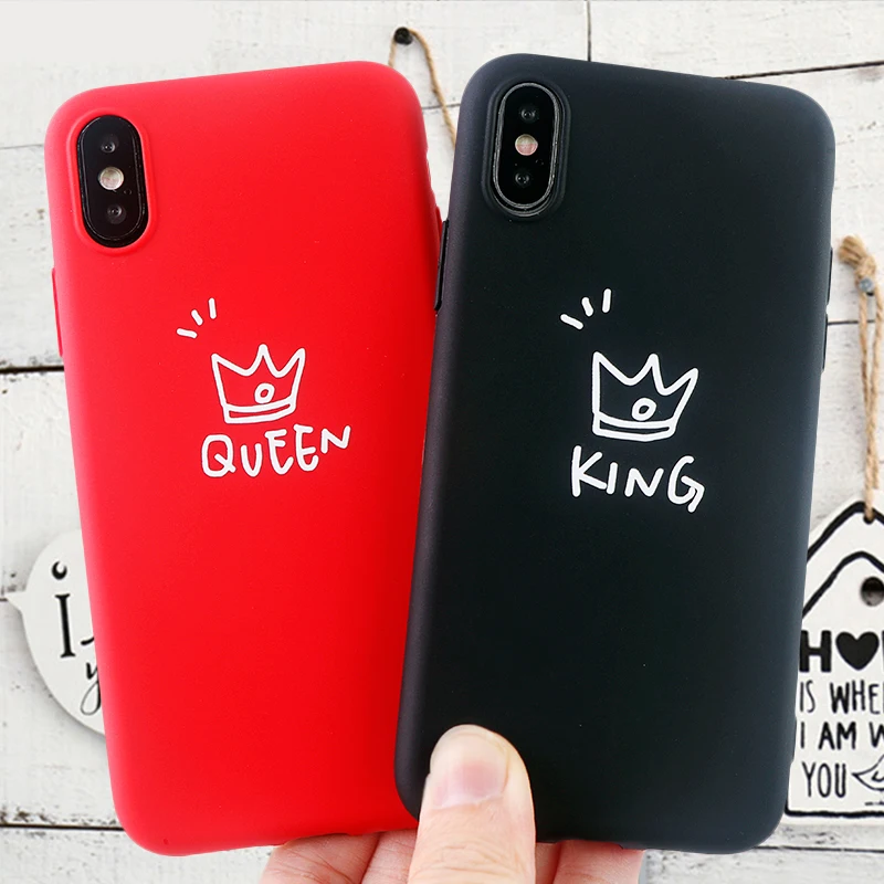 Модные чехлы для сотовых телефонов iPhone 6S 7 8 11 Plus Pro X XS MAX XR плотный чехол King queen Crown