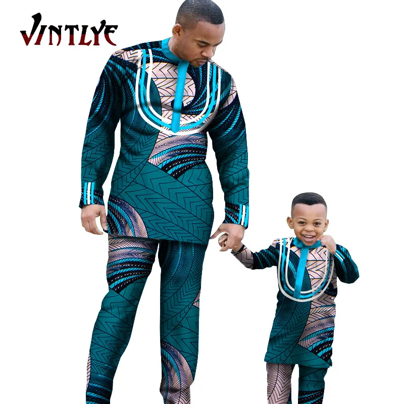 Африканская одежда для родителей и детей нигерийская костюм Дашики отца модная