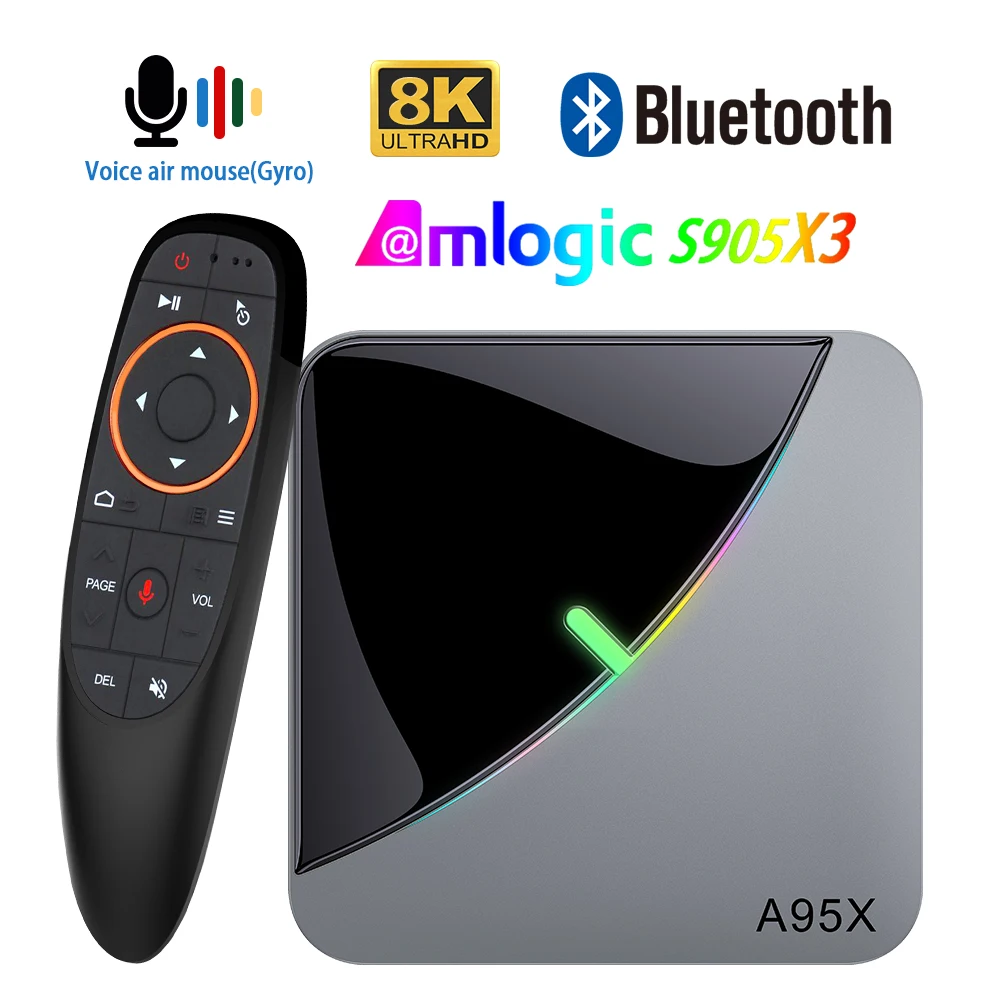 ТВ приставка Amlogic S905X3 на Android 10 0 8K 4K 4 + 32/64 ГБ RGB Wi Fi голосовой помощник 2/16
