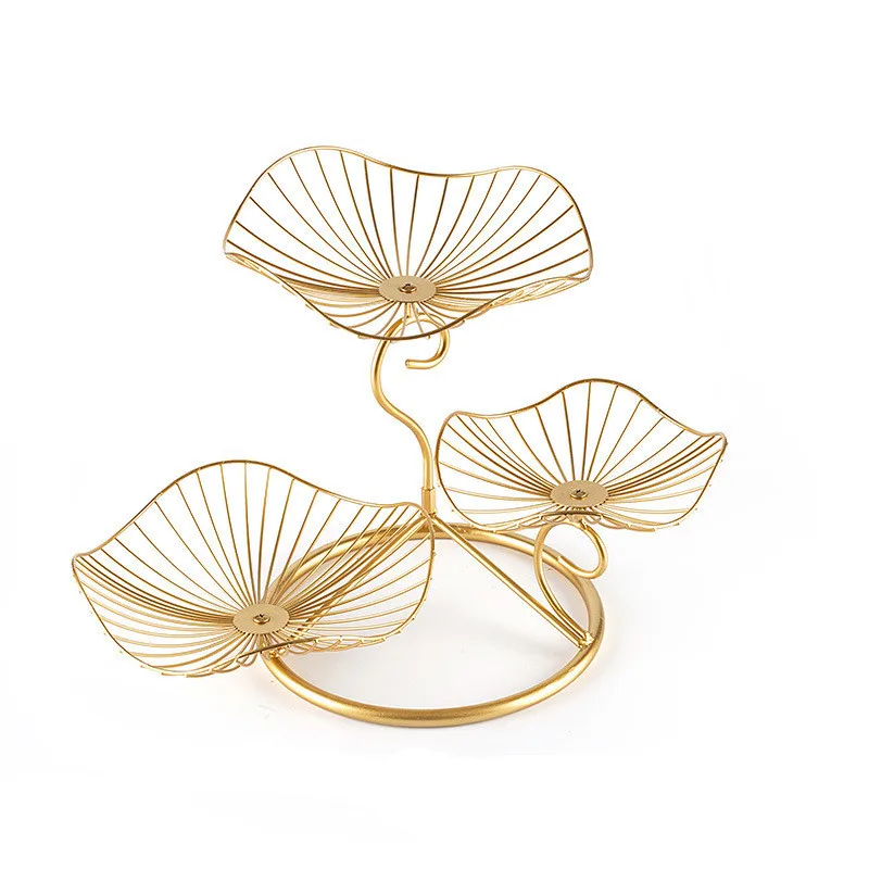 

Three-layer Storage Tray Leaf Shaped Nordic Style Wire Basket Kitchen Organizer Home Decor Fruit Plate Snack Rack Living Room