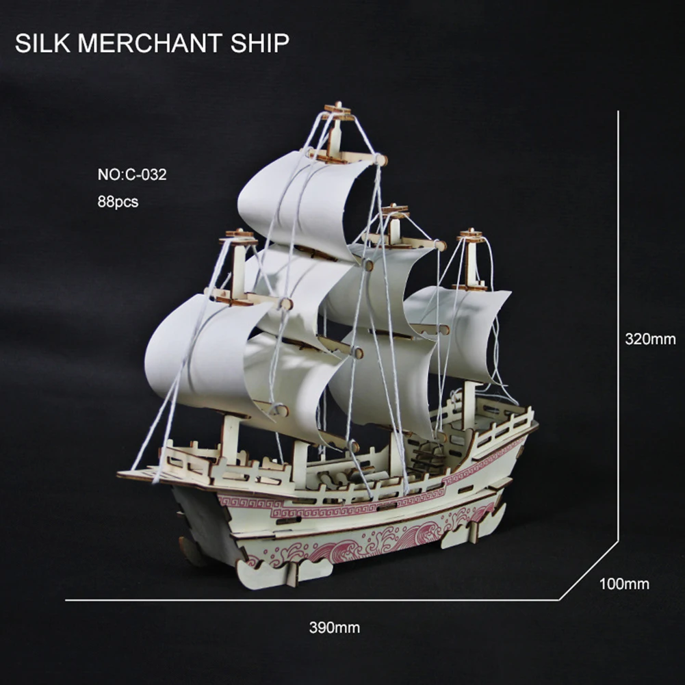 

3D Wood Sailing Ship Puzzle Toy DIY Handmade Jigsaw Model Mechanical Toy Home Office Desktop Table Decoration