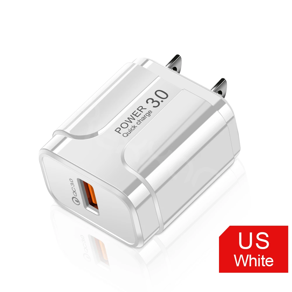 US Charger White Rexxar USB зарядное устройство Быстрая зарядка 3,0 настенный адаптер для iphone 6 7 XR samsung S10 мобильный телефон портативное зарядное устройство QC 3,0 - Тип штекера: US Charger White