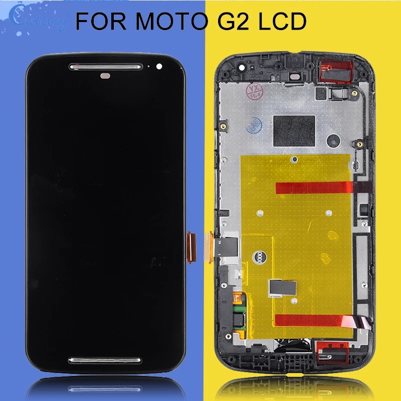 

Catteny For MotoRola G 2nd Gen Display For Moto G2 LCD Touch Screen Digitizer Assembly Replacement XT1608 LCD With Frame