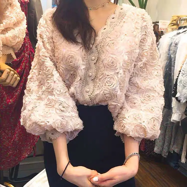 Новинка Весна 2021 Женская Маленькая кружевная рубашка во французском стиле с