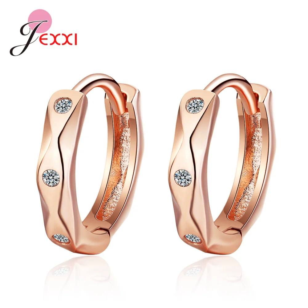 Женские серьги кольца ручной работы простые из серебра 925 пробы с австрийскими