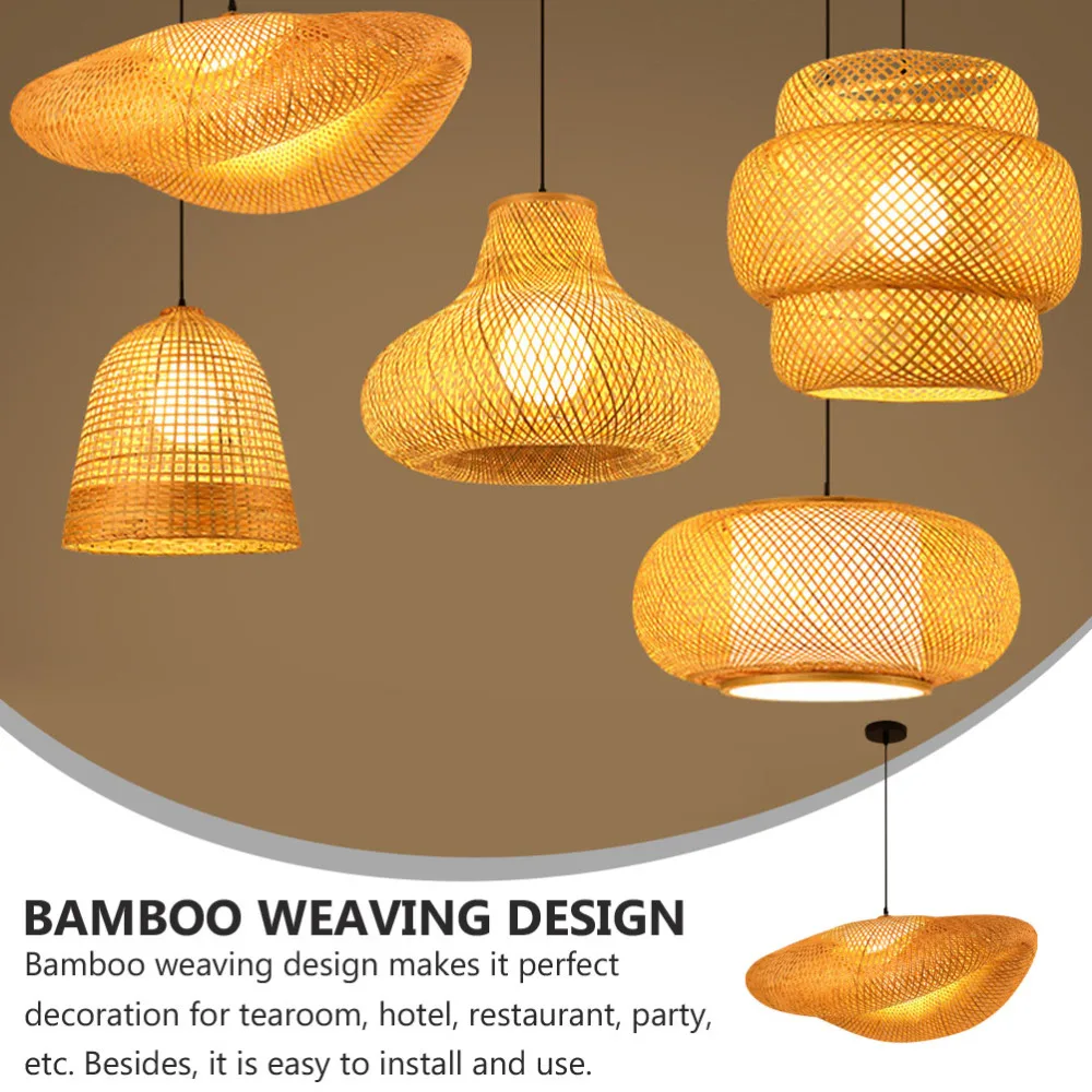 

1PC Bamboo Weaving Droplight Chinese Zen Tea Room Lamp Decor with Light Source