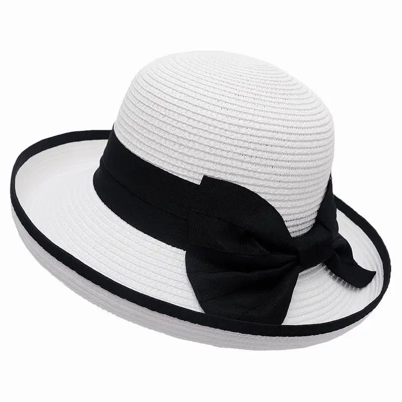 

Fashion Elegant Women's Bow Hats Female British Straw Hats