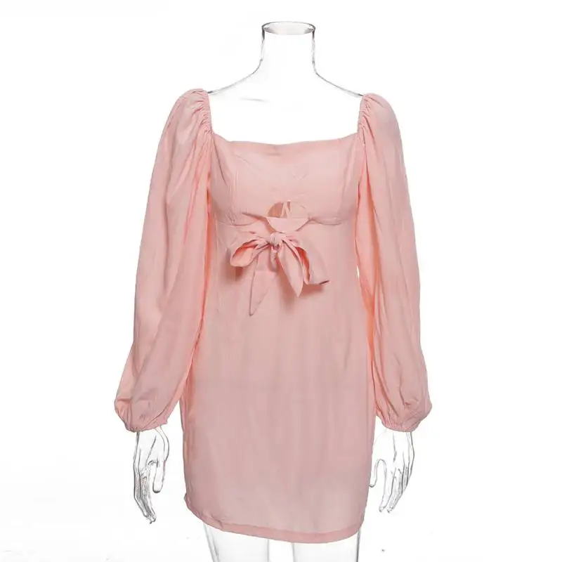 Элегантное летнее платье с пышными рукавами 2019 женское короткое ТРАПЕЦИЕВИДНОЕ