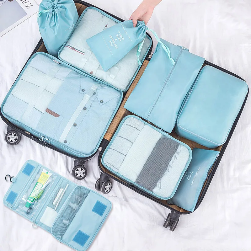 

NEW New 9PCS/SET Travel Storage Bag Portable Clothes Underwear Organizer Tidy Pouch Packing Toiletry Luggage 2021 Suitcase Bags