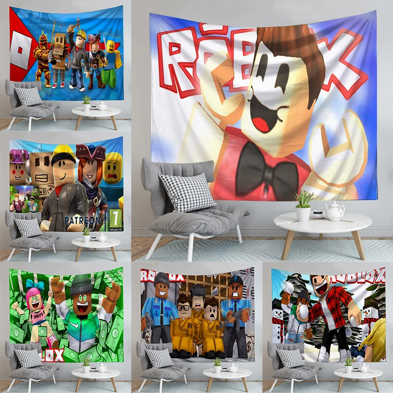 

New Roblox background blanket tapestry game tapestry wall hangings Christmas anime for kids birthday party background decoration