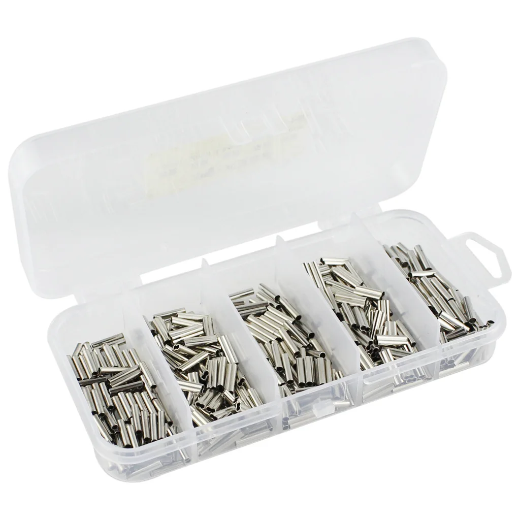 

500 Pcs Round Copper Fishing Line Crimp Sleeve Copper Tube Sea Fishing Accessories Line Tube Single Tube + Double Tube