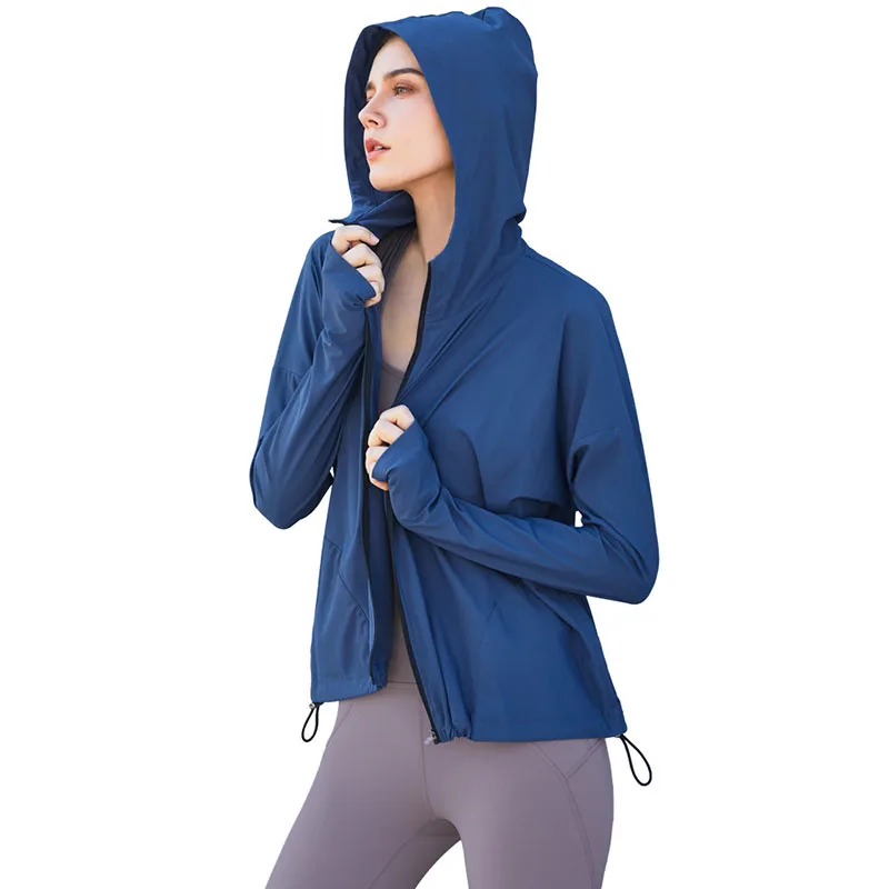 

2021 New Lock Zipper Hooded Fitness Clothes Women Casual Loose Version Running Fitness Yoga Clothes Yoga Tops Women Workout Top