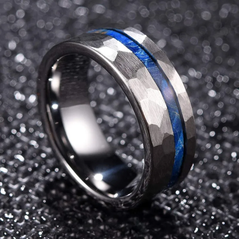 

New Fashion 8mm Men's Black Silver Stainless Steel Ring Cut Dripping Oil Men's Promise Ring Women Wedding Band