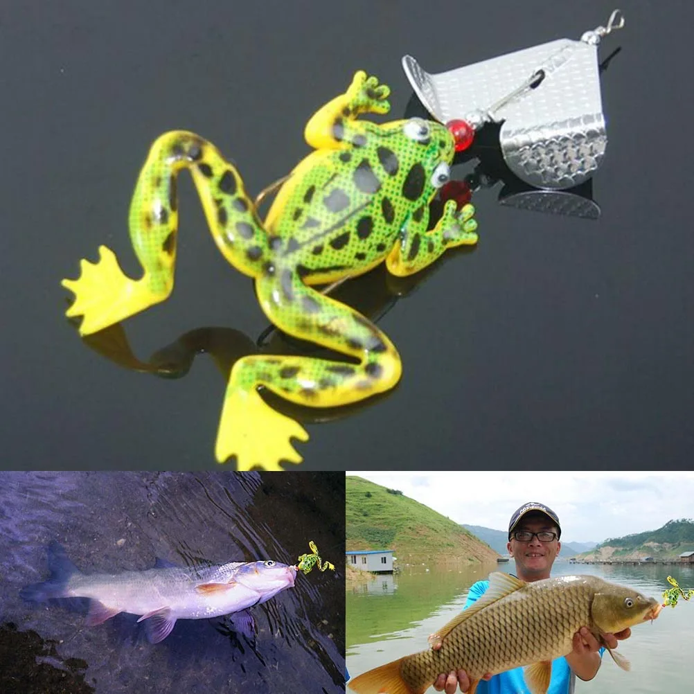 

9cm/3.54 Inch Soft Rubber Frog Shape Style Fishing Lures Bass Crank Bait Tackle Hooks Fishing Accessories