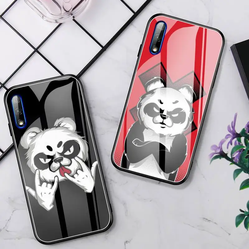 

Cartoon Bad Panda Phone Case Glass Fundas For Huawei P20 P30 Lite Mate 9 10 20 Pro Nova 3i 5 3E Cover Accessories