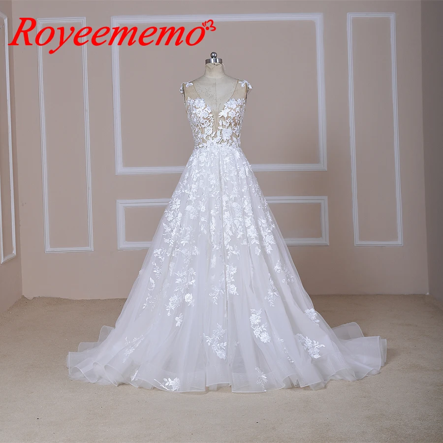 Свадебное платье из тюля ТРАПЕЦИЕВИДНОЕ кружевное невесты индивидуальный пошив