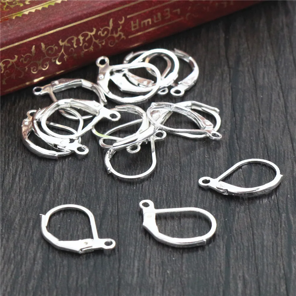 30-50pcs/lot 15*10mm Silver Gold French Lever Earring Hooks Wire Settings Base Hoops Earrings For DIY Jewelry Making Supplies images - 6