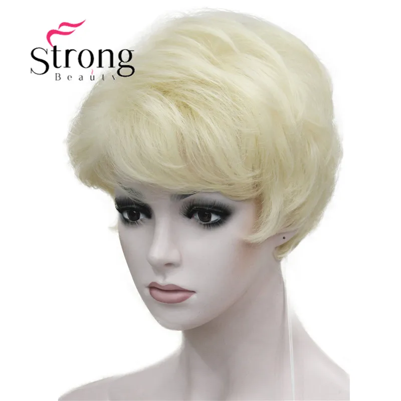 StrongBeauty женский короткий синтетический парик из натуральных волос, светильник, парик из коричневых волос - Цвет: 613 Light Blonde