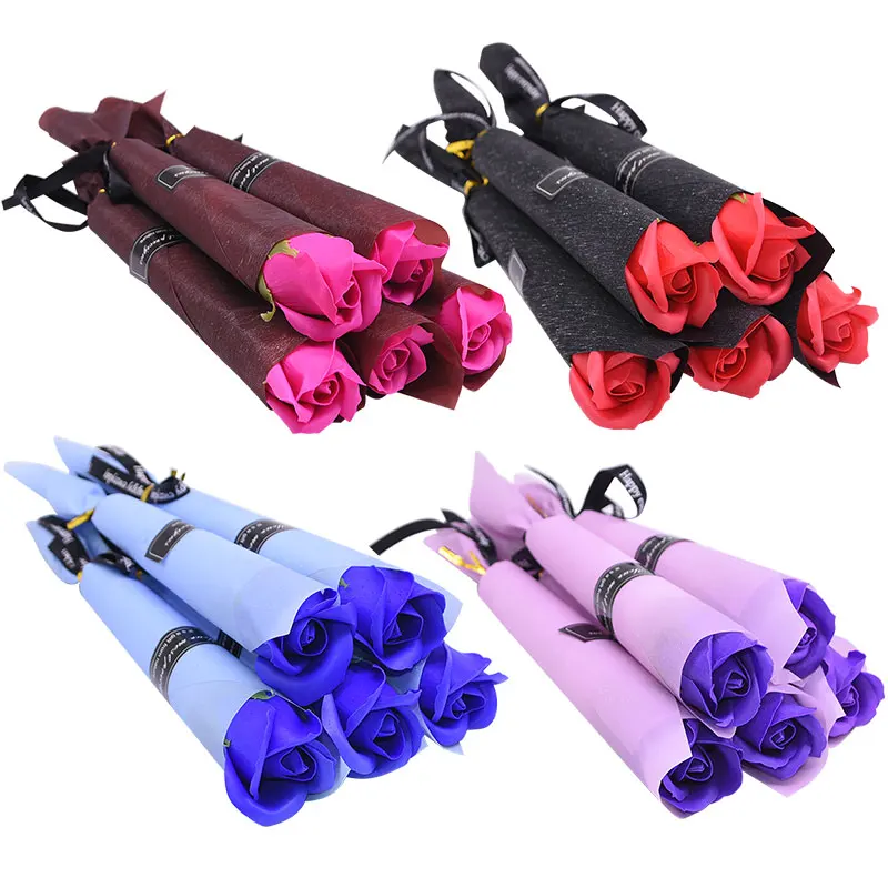 

Soap Flower Bouquet 5pcs Rose Soap Flower Gift Fake Rose For Girl Valentine's Day Gift Birthday Wedding Party Favor Decoration