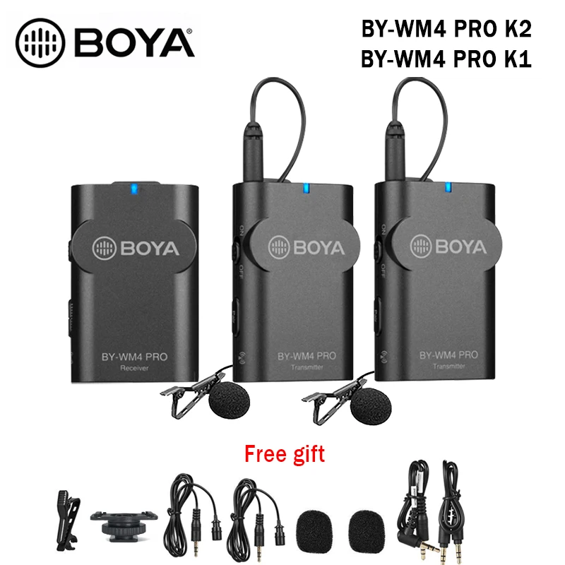 Беспроводной петличный микрофон BOYA BY-WM4 Pro K1/K2 2 4 ГГц двухканальный для интервью