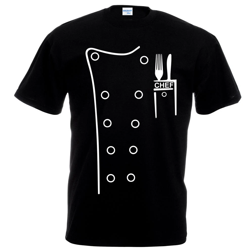 

Homme T-Shirt Men Fashion Chef Tee Shirt Black Funny Novelty Cook Kitchen Cooking Bar Stafft Shirts For Men