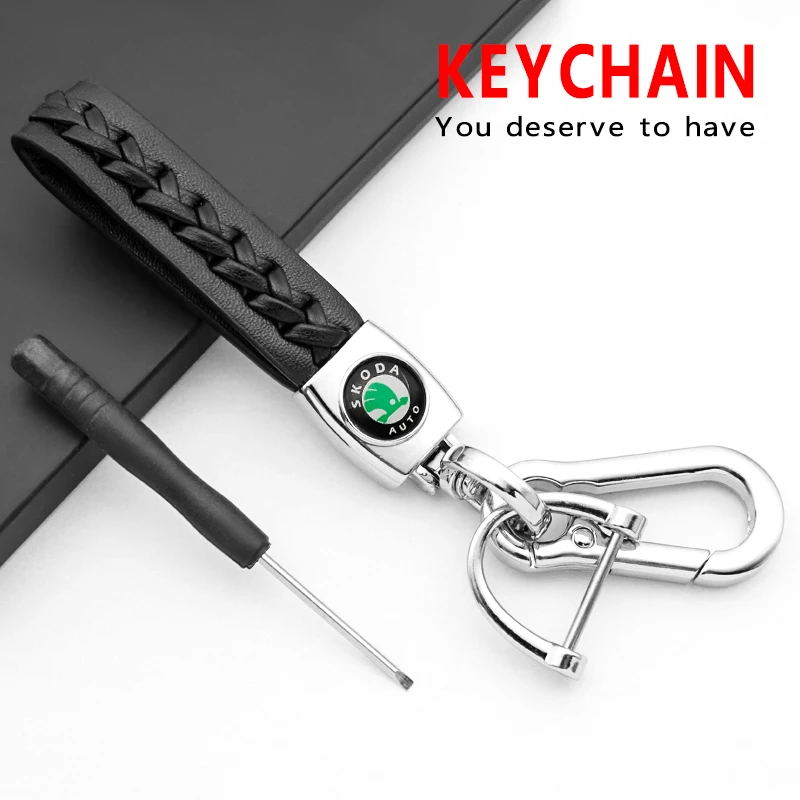 

Car Accessories 3D Metal Leather Keychain Key Rings For Skoda Octavia Superb Fabia Rapid Kodiaq Scala Karoq Auto Accessories