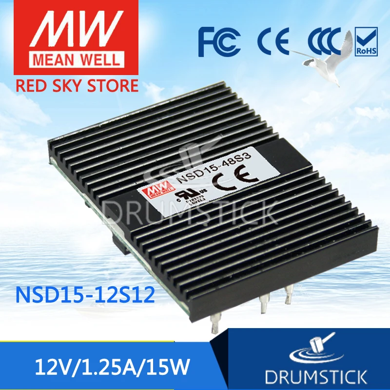 

kindly MEAN WELL 6Pack NSD15-12S12 12V 1.25A meanwell NSD15 12V 15W DC-DC Regulated Single Output Converter