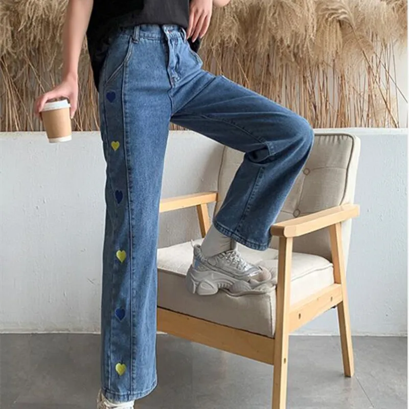 

Woman Jeans High Waist Clothes Wide Leg Denim Clothing Blue Streetwear Vintage Quality 2021 Fashion Harajuku Straight Pants
