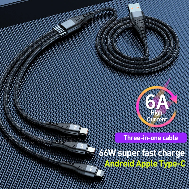 USB-кабель 3 в 1 для iPhone 13 12 11 Pro Max 8 Pin микро-USB Type-C кабель быстрой зарядки Samsung Huawei |