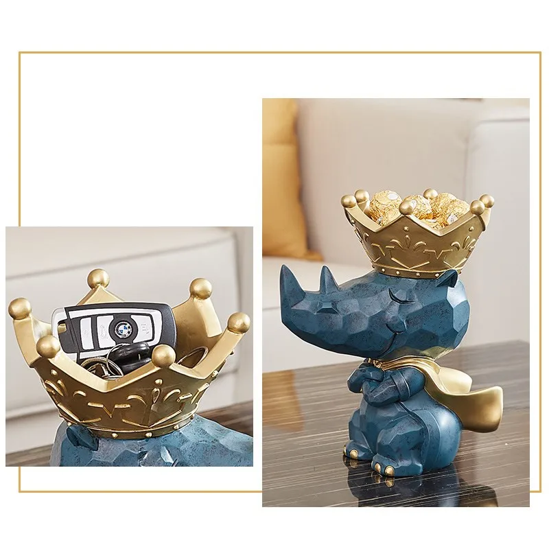 Creative Geometry Rhinoceros Snacks Holder Phone TV Remote Control Key Holder Home Decoration Storage Box Best Gift R2451