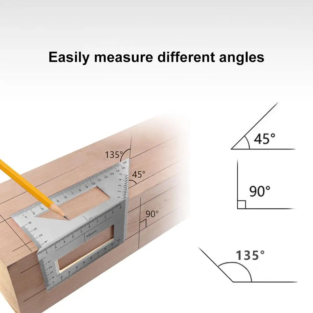 

Multifunctional Square Aluminum Alloy 45/90 Degree Gauge Angle Ruler Measuring Woodworking Tool With Gauge Ruler Tools