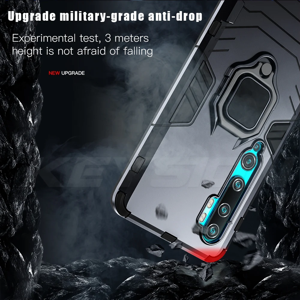 keysion shockproof armor case for xiaomi mi note 10 mi 9 pro holder car ring phone back cover for xiaomi mi 9 lite mix 2 cc9 pro free global shipping
