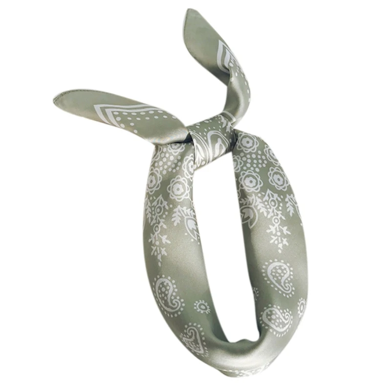 

Korena Women Imitation Silk Square Neck Hair Scarf Vintage Paisley Floral Pattern Bandana Neckerchief Headwrap Shawl H9ED