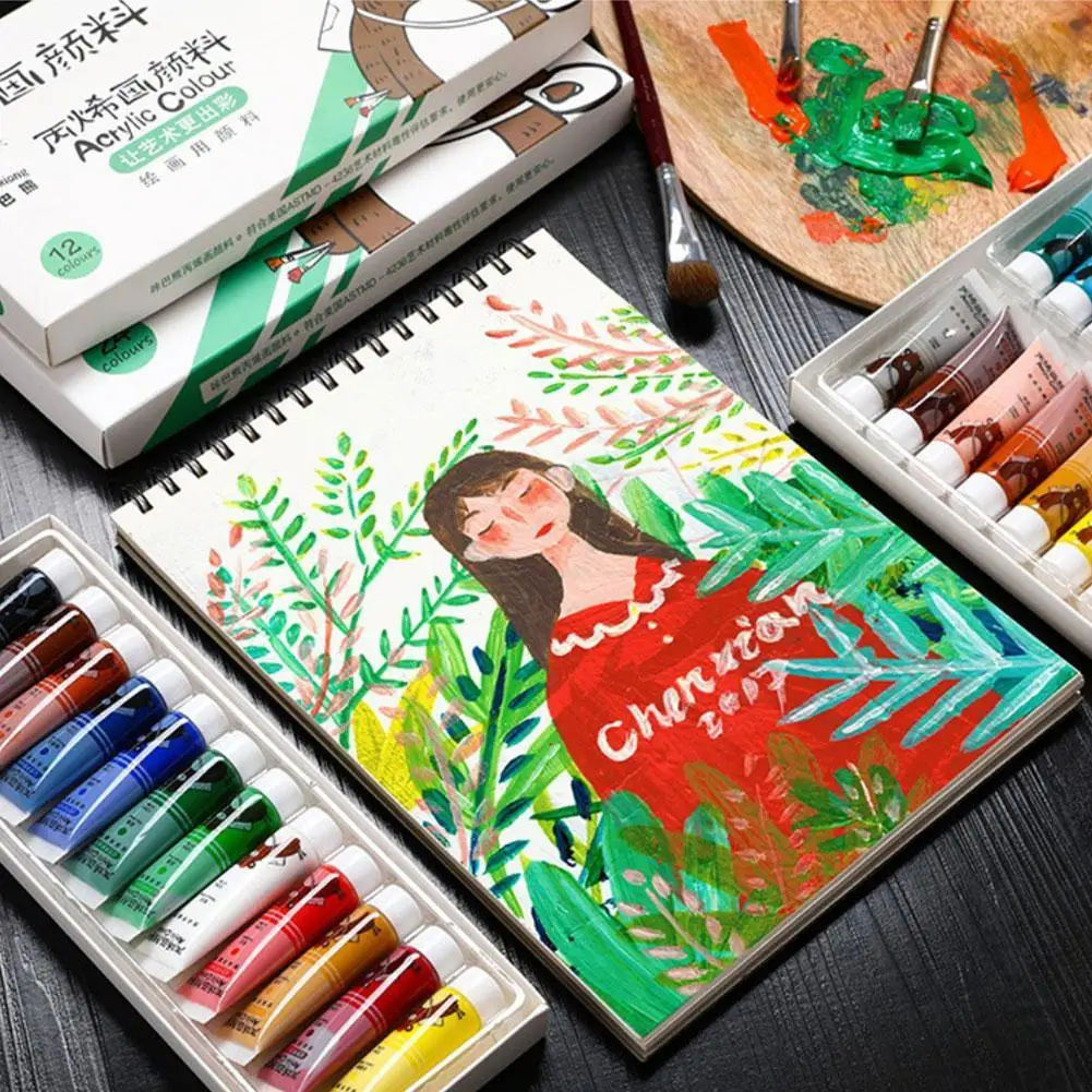 

12/18/24/36 Colors 12ML Professional Acrylic Paints Painted Art Drawing Wall Painting Clothing Craft Pigment For Hand Suppl Y0B3
