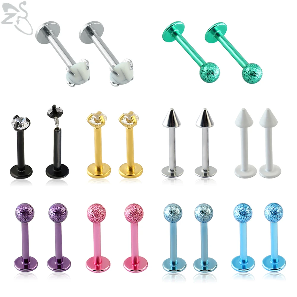 ZS 2 шт./лот 16 г кольцо для губ из нержавеющей стали с кристаллами лаборта и